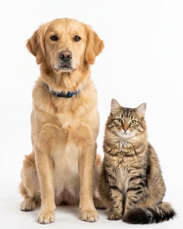 Golden Retriever Dog and Cat